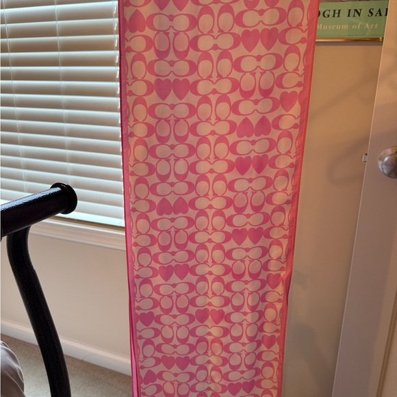 Coach Pink Heart Signature Pattern Silk Scarf - Picture 2 of 3